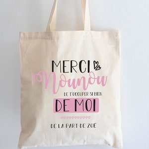 Custom cotton tote bag - Thank you nanny - Rose - Reusable running bag | Nanny gift - Nanny thanks - Nanny party
