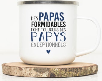 Mug émaillé citation - Papy - Tasse en métal - Annonce grossesse - Annonce grand parents - Cadeau pour papy - Tasse papy - Cadeau papy chéri