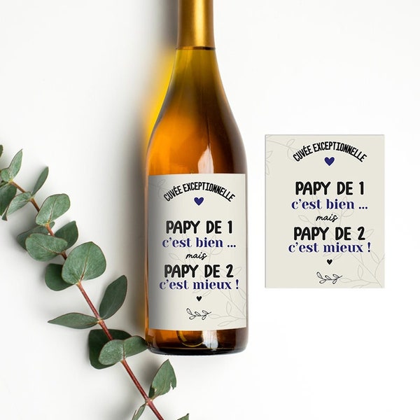 Personalized bottle label - Grandpa quote again - Pregnancy announcement | Personalized self-adhesive label - Original grandpa announcement
