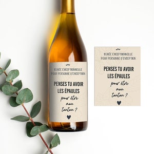 Etiquette bouteille - Penses tu avoir les épaules pour être mon tonton - Stickers d'annonce de grossesse - Etiquette autocollante tonton