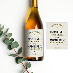 Etiquette bouteille personnalisée - Citation mamie - Annonce grossesse | Etiquette autocollante personnalisée - Annonce de grossesse mamie