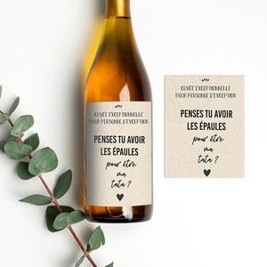 Etiquette bouteille - Penses tu avoir les épaules pour être ma tata - Stickers d'annonce de grossesse - Etiquette autocollante tata adorée