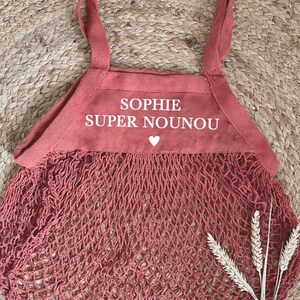 Nanny net bag - Terracotta recyclable net - Nanny gift idea - Personalized Nanny gift - Thank you Nanny - customizable nanny bag