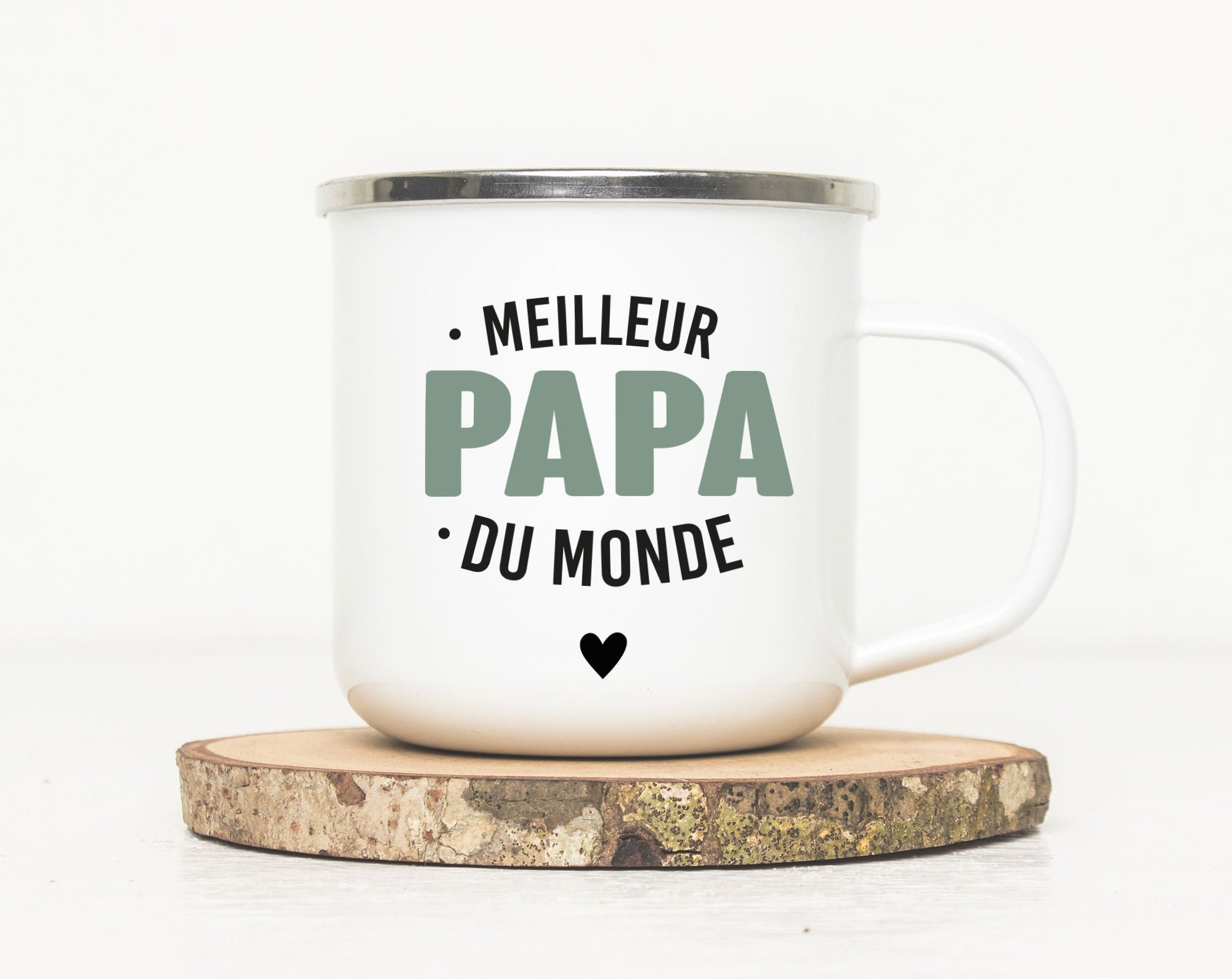 Mug Émaillé - Meilleur Papa Du Monde Tasse en Métal Cadeau de Noël Pour Idée Cadeau Noël Original Pa