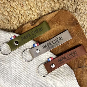 Porte clés personnalisé cuir |  Porte clef de la fête des pères - Idée cadeau personnalisée papa - Bijou personnalisable pour papa