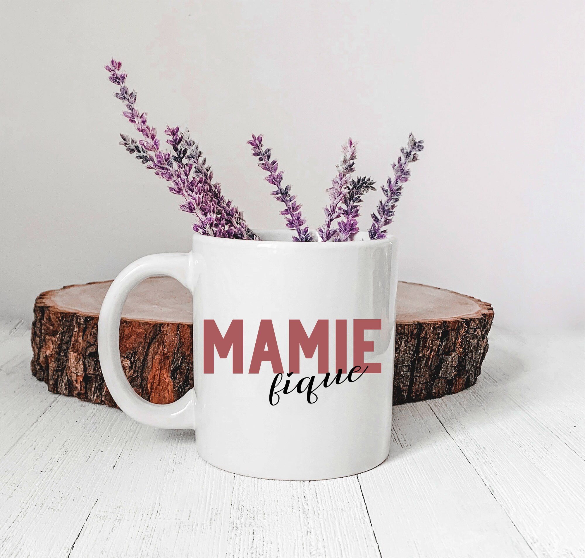 Mug Mamie Fique Rose - Tasse Céramique Personnalisée Mamie Cadeau Fête Des Grands Mères Pour La Fête