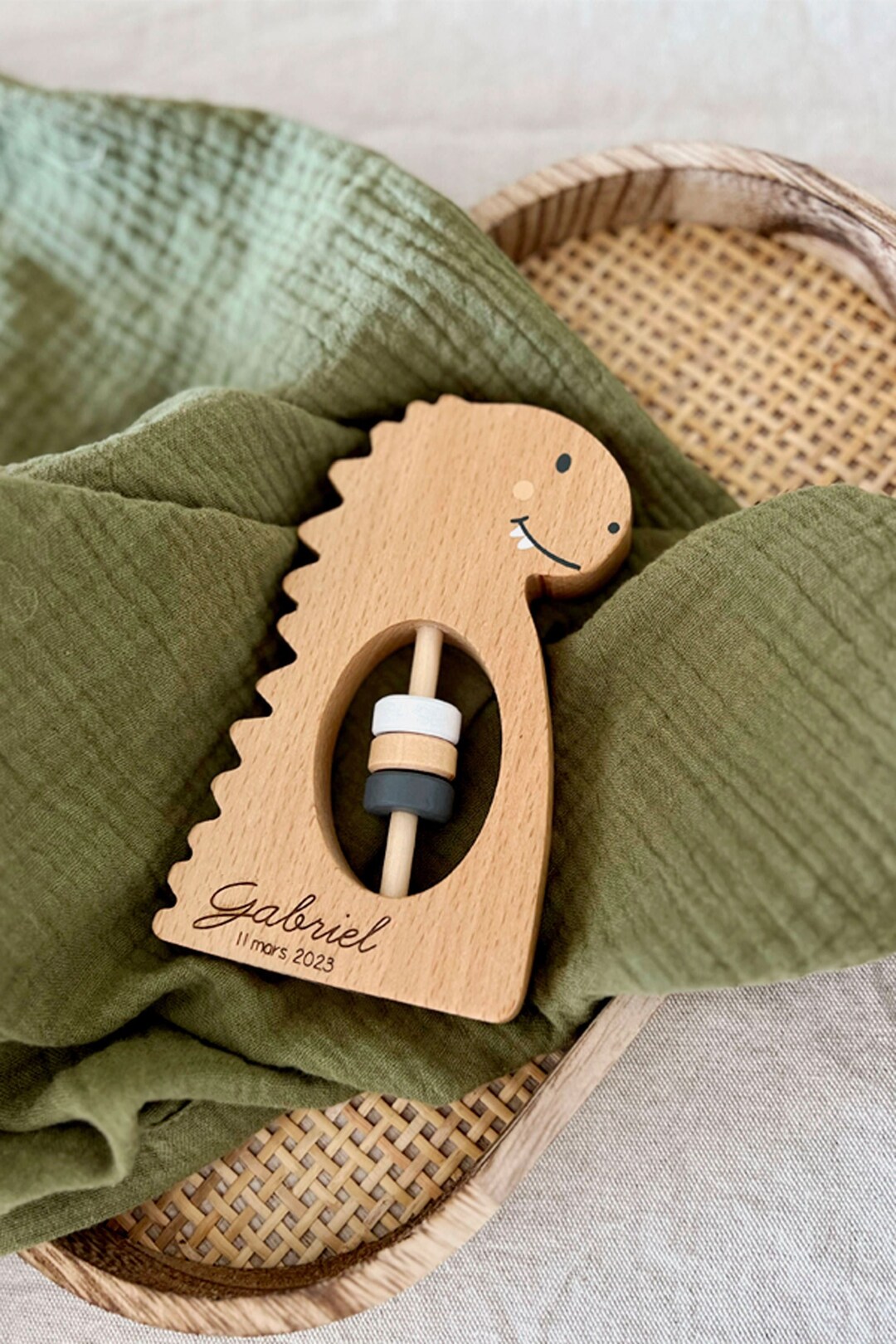 Personalized Baby Wooden Rattle Baby Gift Idea Engraved Wooden Toy ...