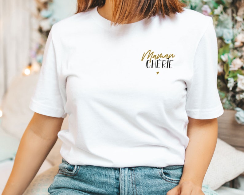 T-shirt fête des mères maman chérie - Créatrice ETSY : prettylittlestore83