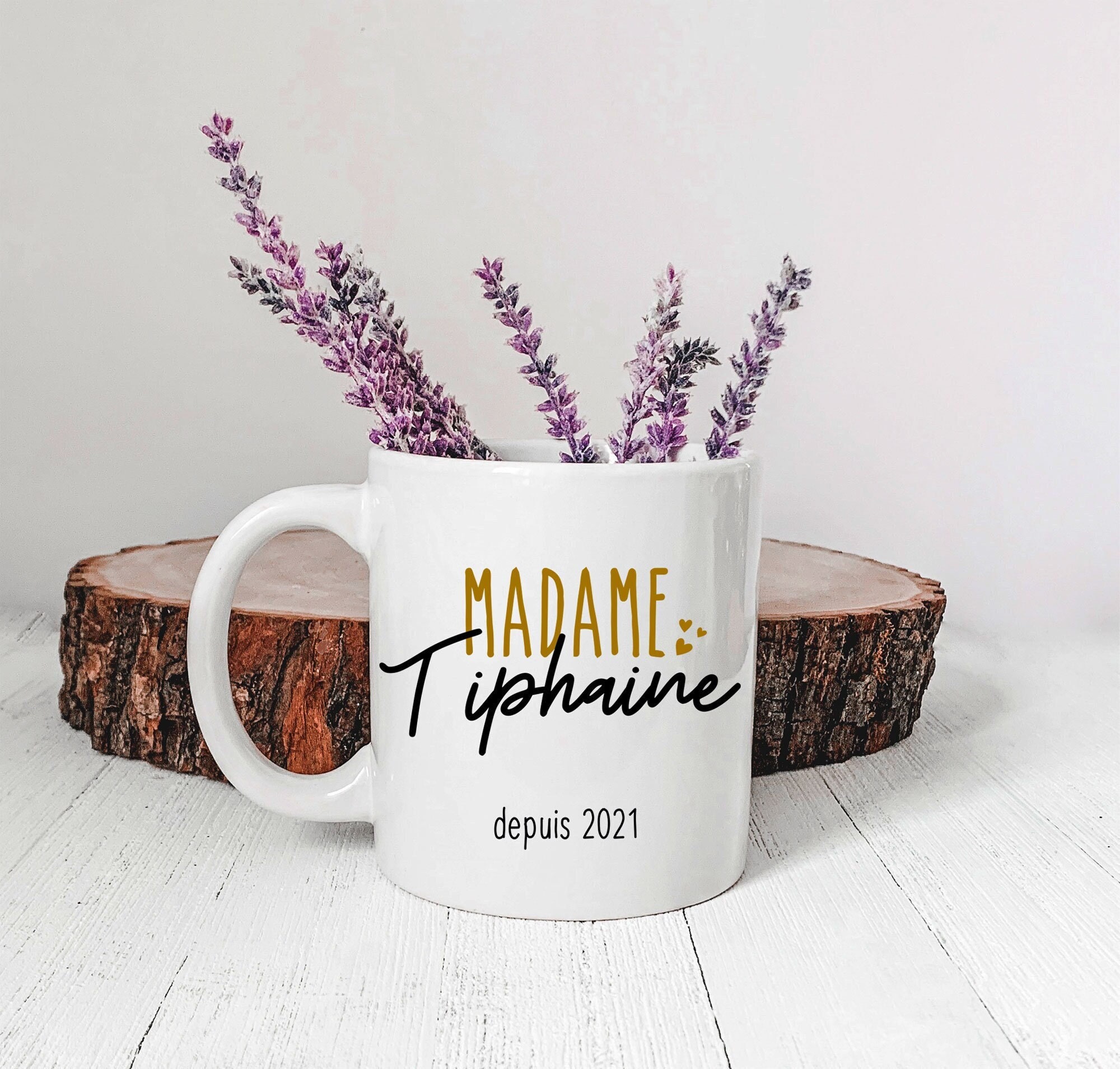 Tasse en Céramique Personnalisée - Madame avec Date Tasse Mug Pour Mariée Evjf Cadeau Personnalisé E