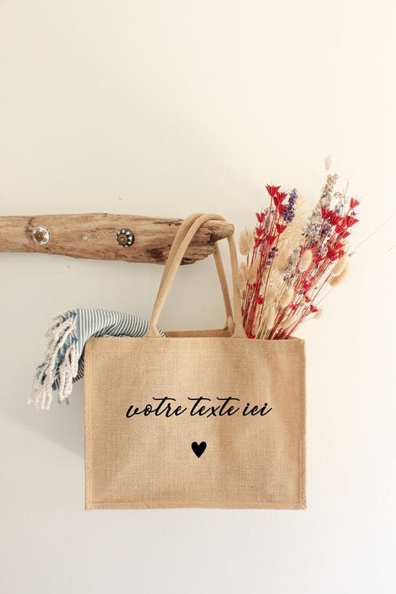  TOPDesign Initial Jute/Canvas Tote Bag, Personalized