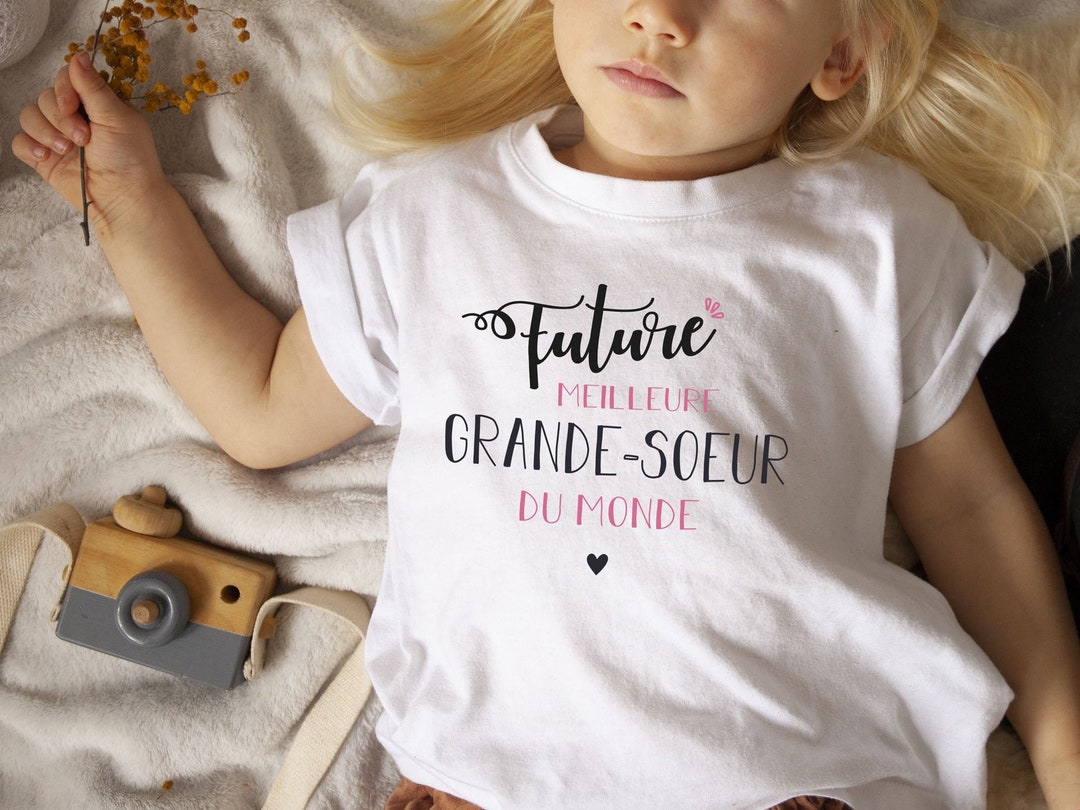 T-shirt "Grande Soeur" Pour Annoncer La Grossesse Ou La Naissance - Cadeau Pour Future Grande Sœur