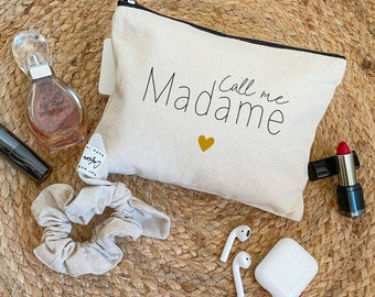 Cotton pouch Call me madame - Zipped kit - Wedding bride gift idea - Bachelorette party gift - Call me madame kit - Evjf pouch