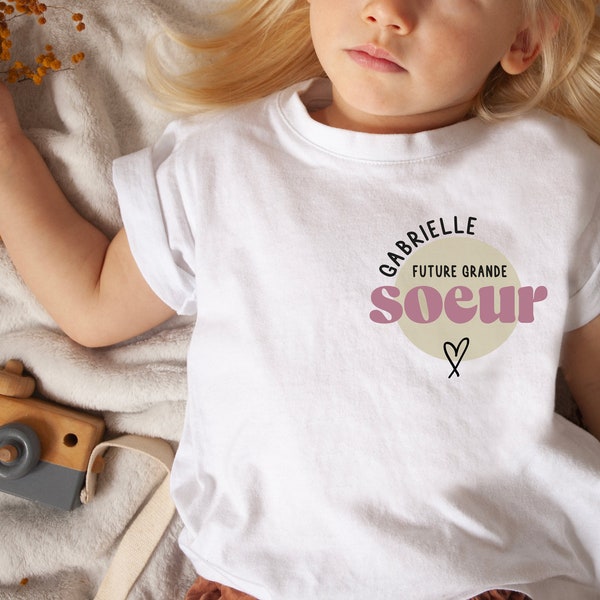 Personalisiertes Kinder-T-Shirt - Zukünftige große Schwester - Schwangerschaftsanzeige zum Anpassen - Anpassbares großes Schwester-T-Shirt - Zukünftige Schwester