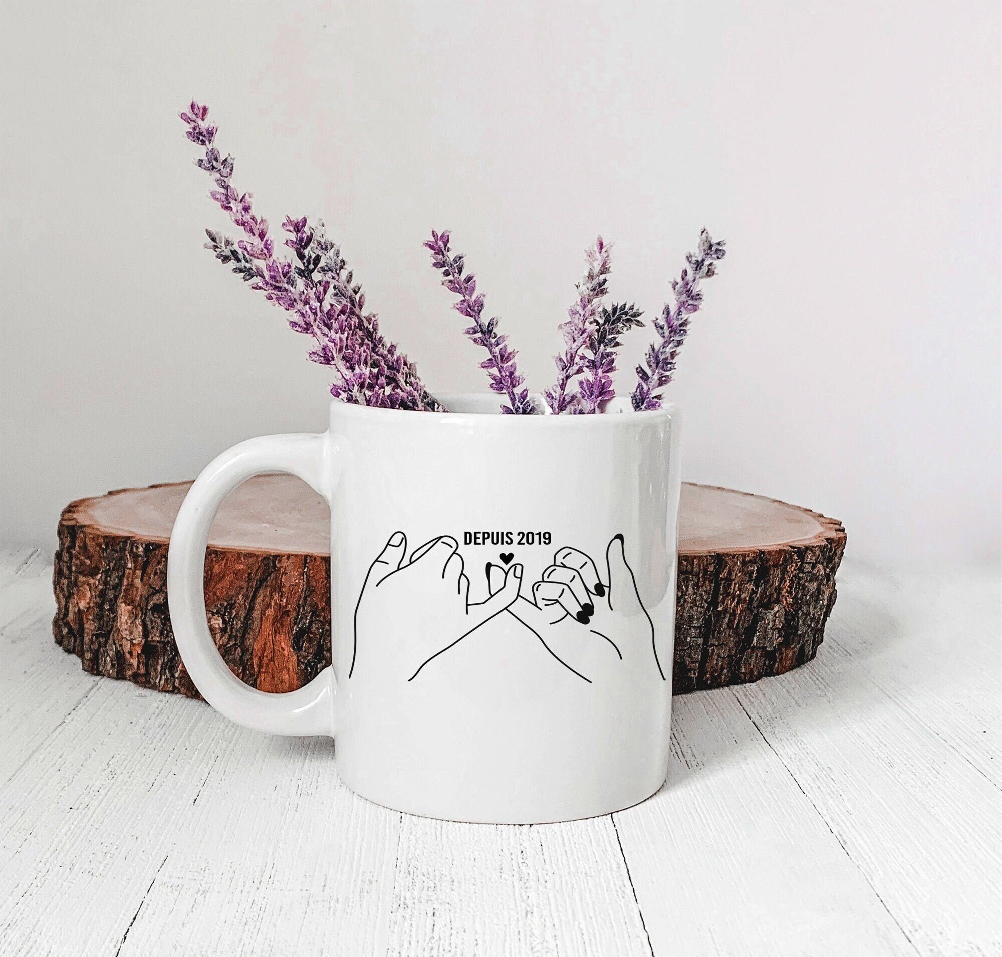 Mug de Couple - Date Tasse en Céramique Cadeau Pour La Saint Valentin Idée Cadeau Amoureux Joli Sain