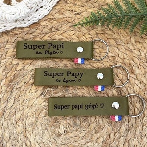 Personalized leather key ring | Grandfather&#39;s Day key ring - Personalized gift idea for grandpa - Customizable jewelry for grandpa