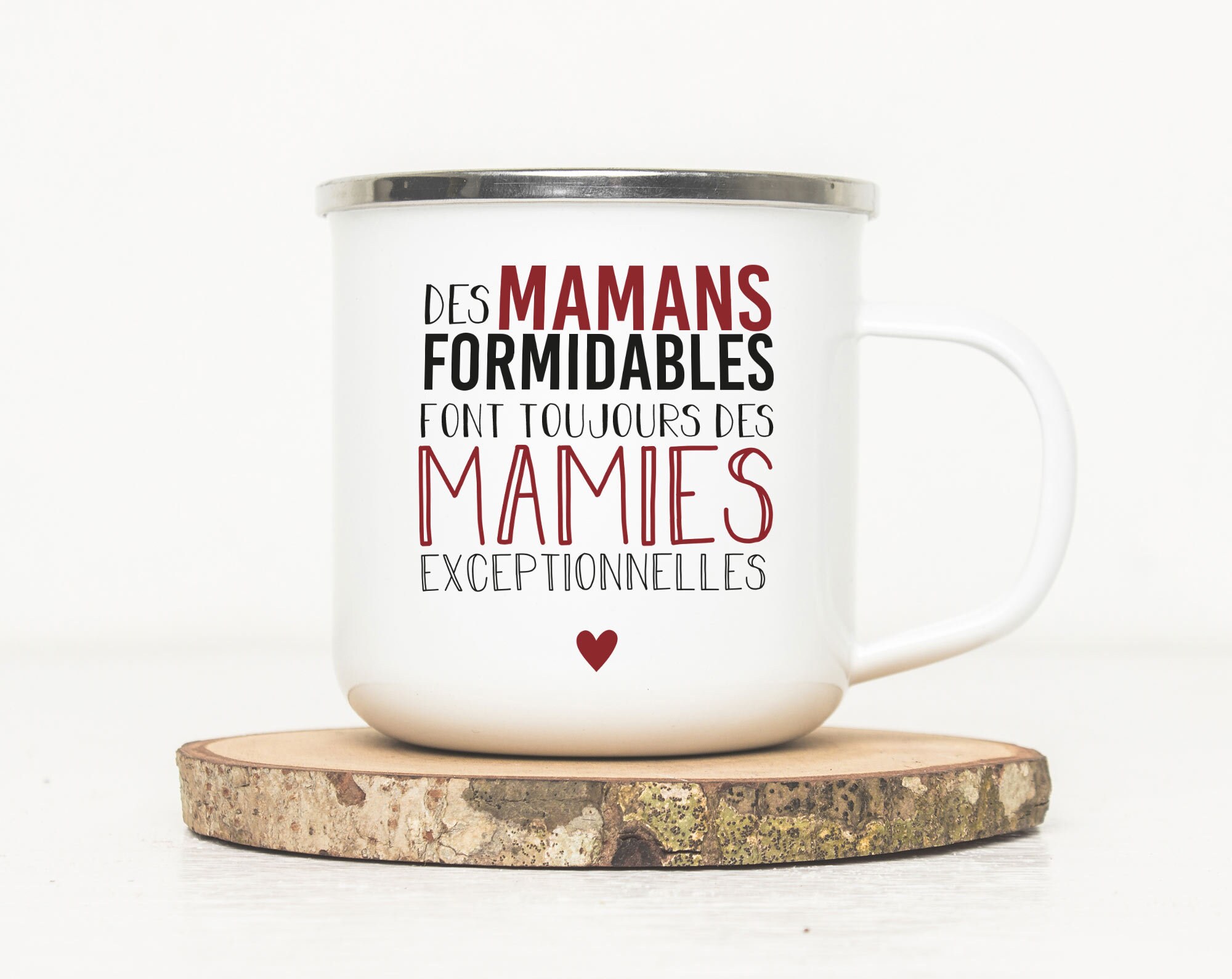 Mug Émaillé Citation - Mamans/Mamies Tasse en Métal Annonce Grossesse Grands-Mères Mamies Mamies