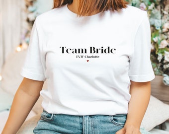 T-shirt EVJF personnalisé - Team bride - EVJF - Enterrement vie de jeune fille - Team de la mariée - Tee shirt Future mariée - Mariage