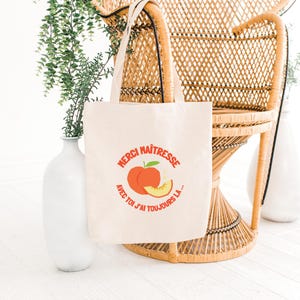 Teacher tote bag - End of year gift - &quot;With you I&#39;m always in good spirits&quot; - Thank you teacher - Fruit peach Teacher gift - teacher