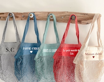 Customizable organic cotton net bag - Night light mother - Customizable net racing tote - Mom gift idea - Mother's Day