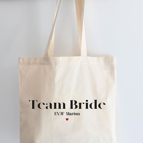 Tote bag en coton personnalisé EVJF - texte à personnaliser - Tote bag  - Enterrement de vie de jeune fille - Idée cadeau EVJF - Team bride