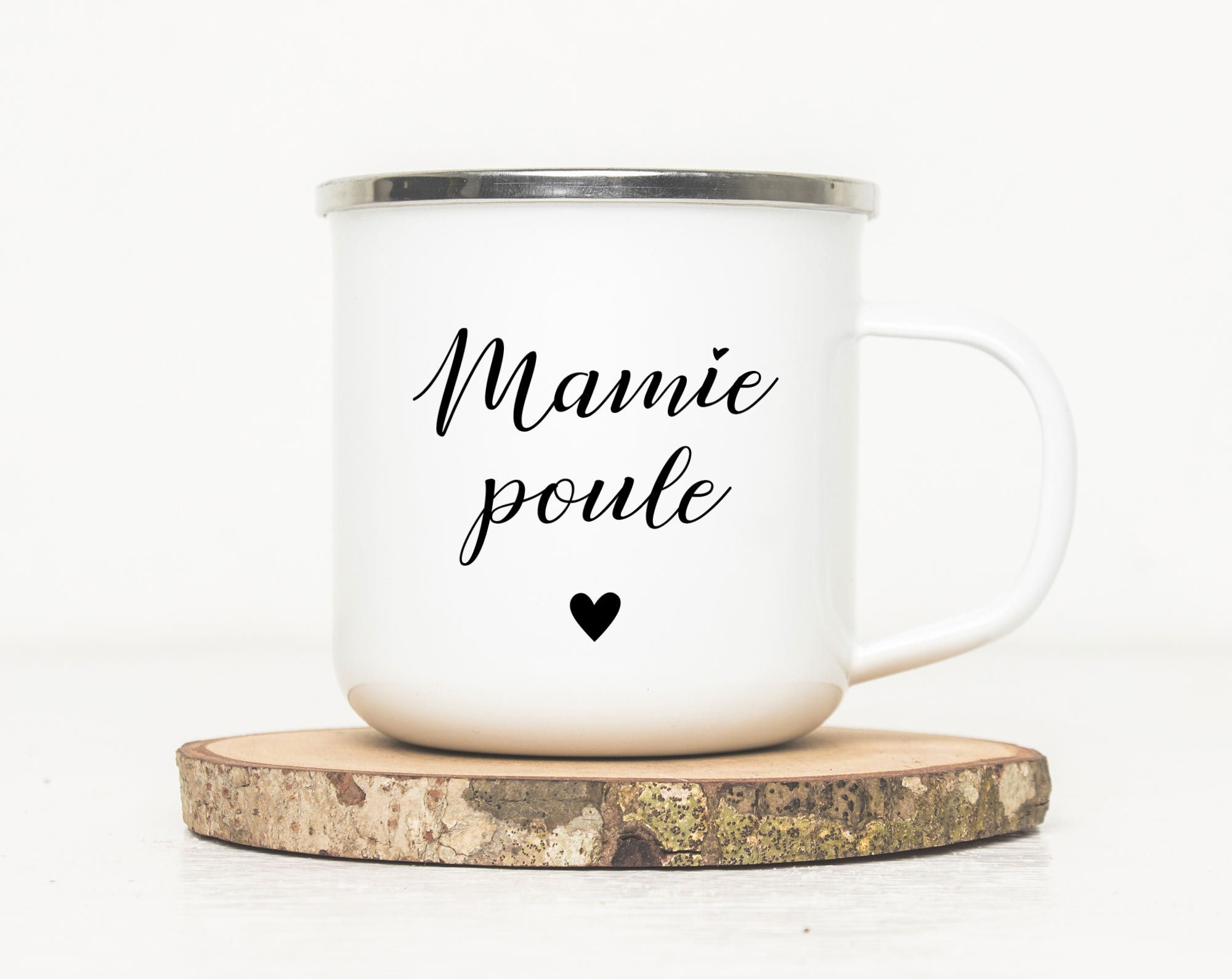 Mug Émaillé - Mamie Poule Tasse en Métal | Mug de Fête Des Grands Mères Idée Cadeau Jour Mamies Fête