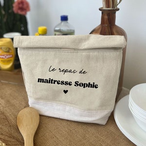 Pochette isotherme en coton personnalisée - Sac à goûter - Idée cadeau pour enfant - Repas personnalisé - Sac à goûter - Cadeau personnalisé