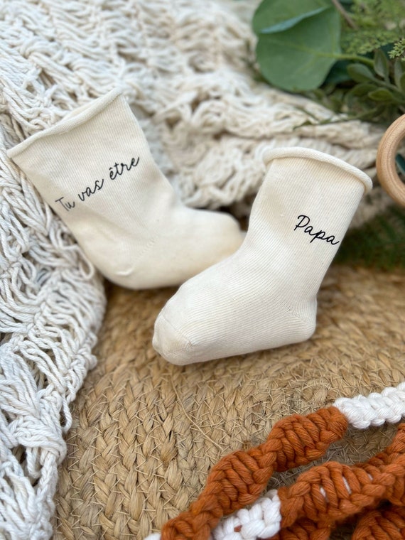 Chaussette bébé personnalisée Cadeau de naissance Annonce grossesse -   France