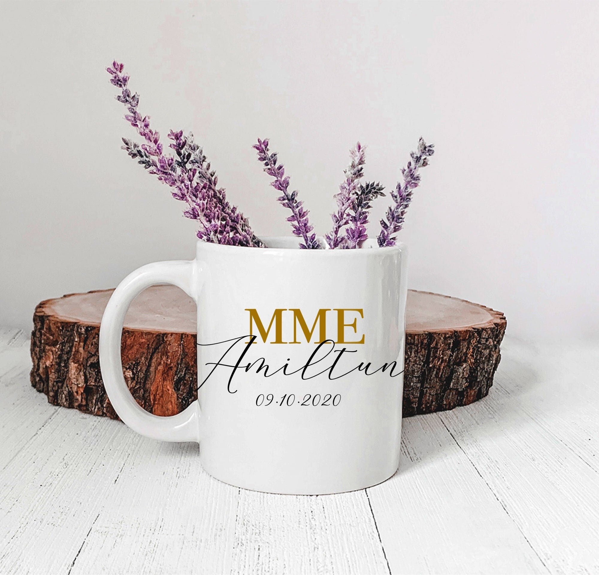 Tasse Personnalisée avec Nom et Date - Madame Mug de La Team Cadeau Personnalisé Tasse Evjf Evjf