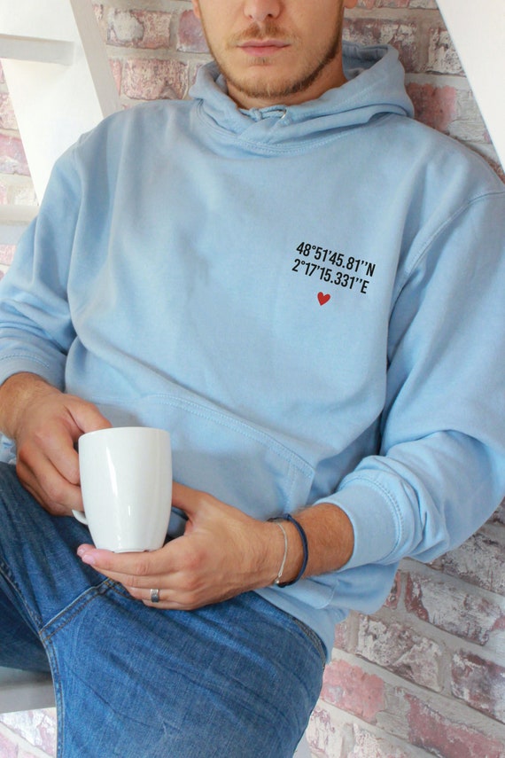 Custom Hoodie Couple GPS Coordinates Valentine's Day - Etsy