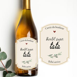Etiquette bouteille - Bientôt super tata - Annonce tata - Annonce original - Idée cadeau original - Annonce Grossesse
