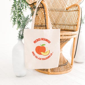 Nanny Tote Bag - End of Year Gift - &quot;With you I&#39;m always in good spirits&quot; - Thank you nanny - Fruity peach Nanny Gift - Nanny Thanks