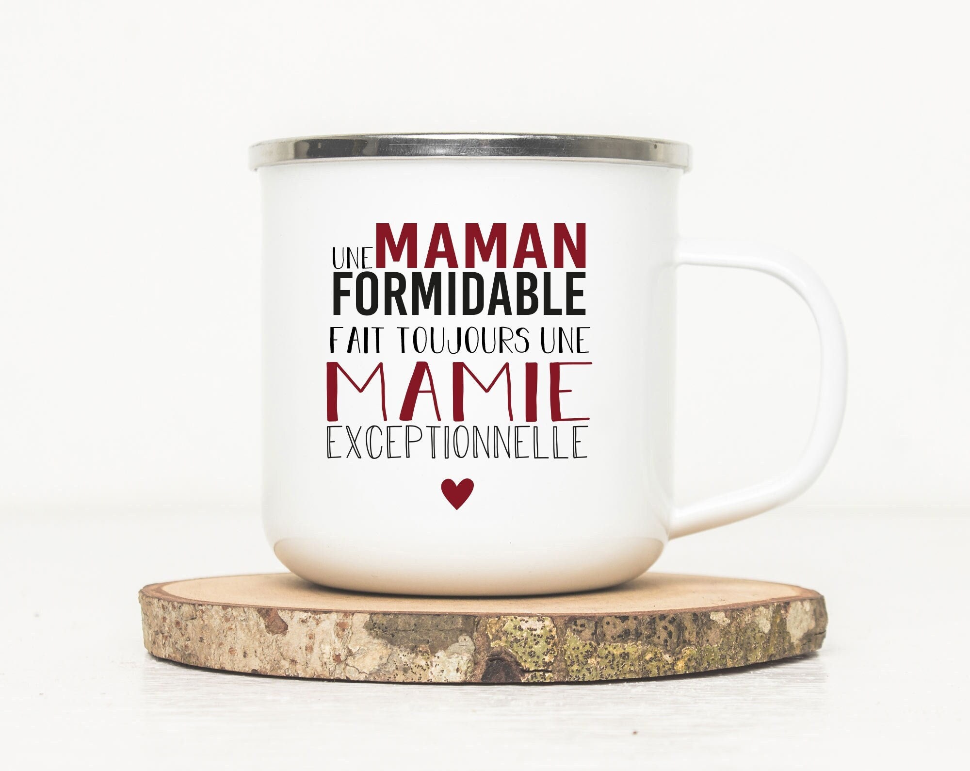Mug Émaillé Personnalisé Maman Mamie - Annonce Grossesse Grands Parents Mamie Tasse Personnalisée Mu