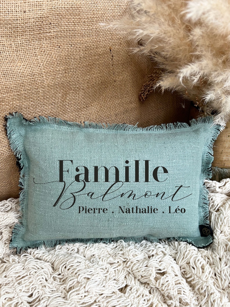 Mini coussin en lin personnalisé - Créatrice ETSY : prettylittlestore83