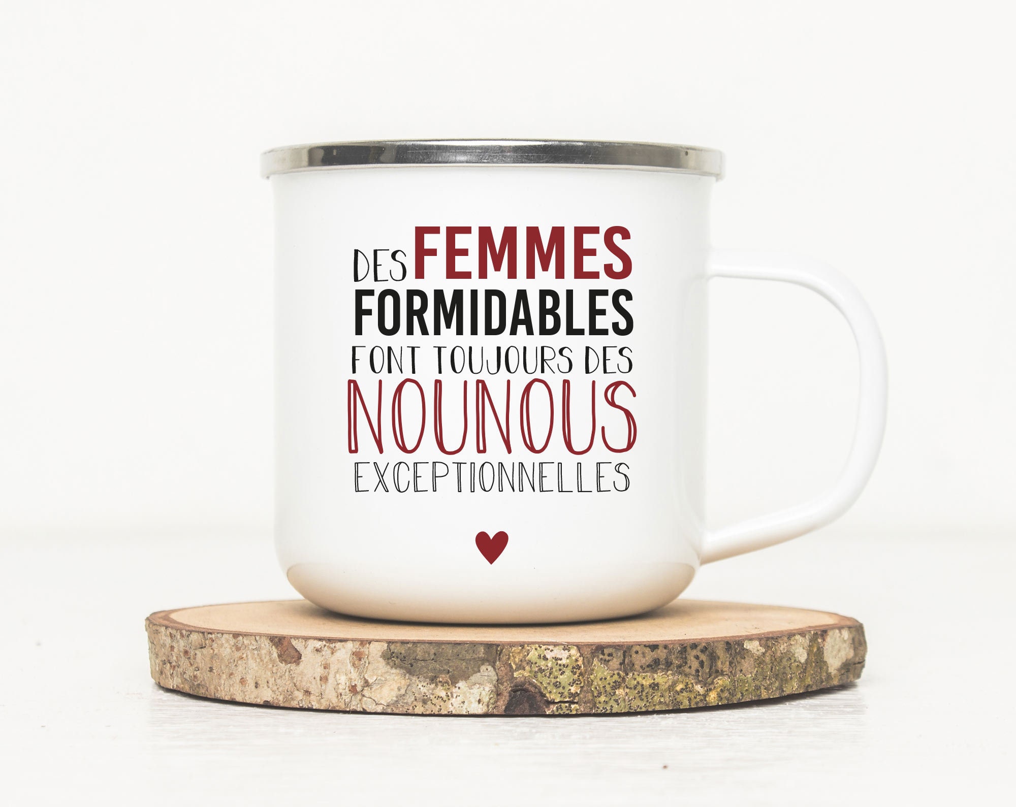 Mug en Métal Émaillé Citation - Nounou Tasse | Cadeau Nounou Remerciements Nounou