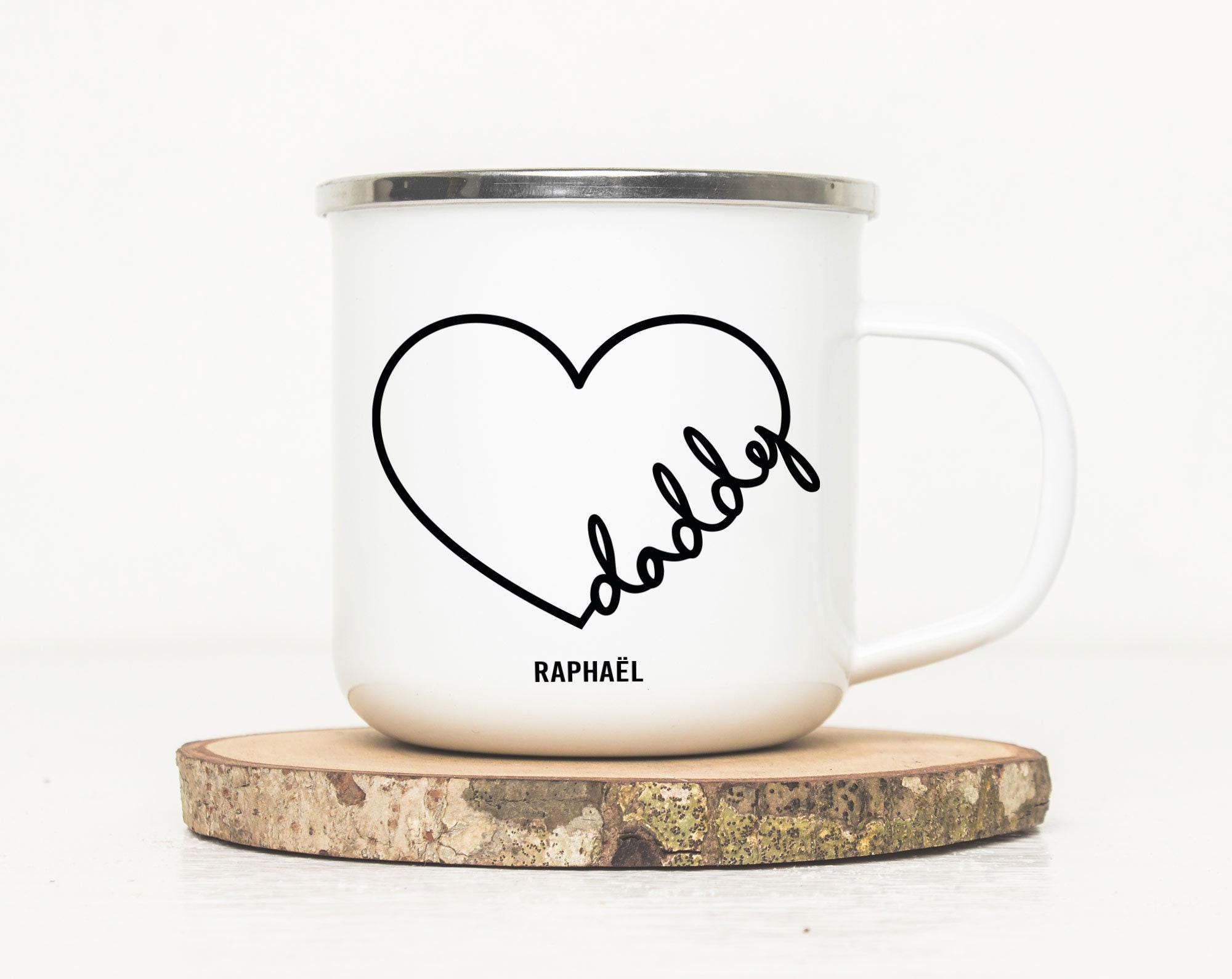 Mug Émaillé Personnalisé Pour Noël - Daddy Tasse en Métal | Mug Papa Maill Cadeau Idée Cadeau Noël P