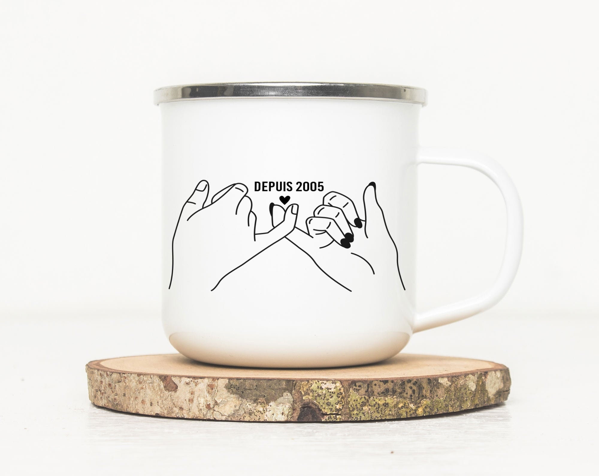 Mug en Métal Émaillé Personnalisé - Couple et Promesse Tasse de L'amour Cadeau Couple Chéri Idée Cad