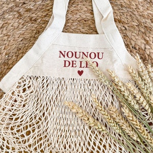 Nanny&#39;s Party Net Bag - Eco-friendly organic cotton bag to personalize - Net bag for fruits and vegetables - Customizable nanny gift idea