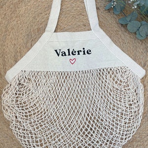 Personalized bag - Reusable cotton net - Net racing bag to personalize - Embroidered gift idea