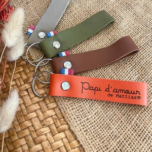 Personalized leather key ring | Grandfather&#39;s Day key ring - Personalized gift idea for grandpa - Customizable jewelry for grandpa