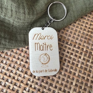 Gepersonaliseerde houten sleutelhanger | Meestersleutelhanger - Gepersonaliseerd meestercadeau-idee - Eindejaarscadeau voor meester