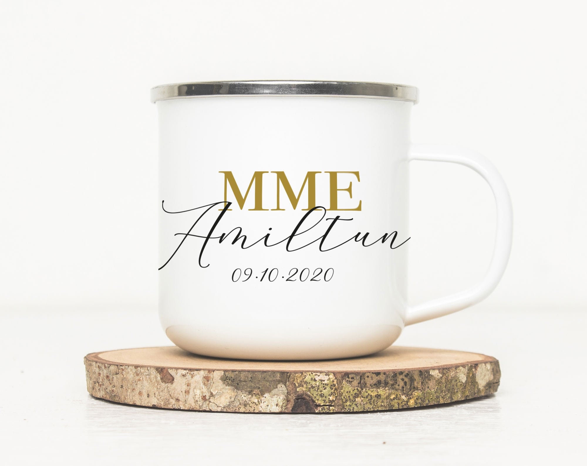 Mug Émaille Personnalisé - Madame Tasse en Métal Mug Pour Chérie Mignon Cadeaux Le Couple Idée Cadea