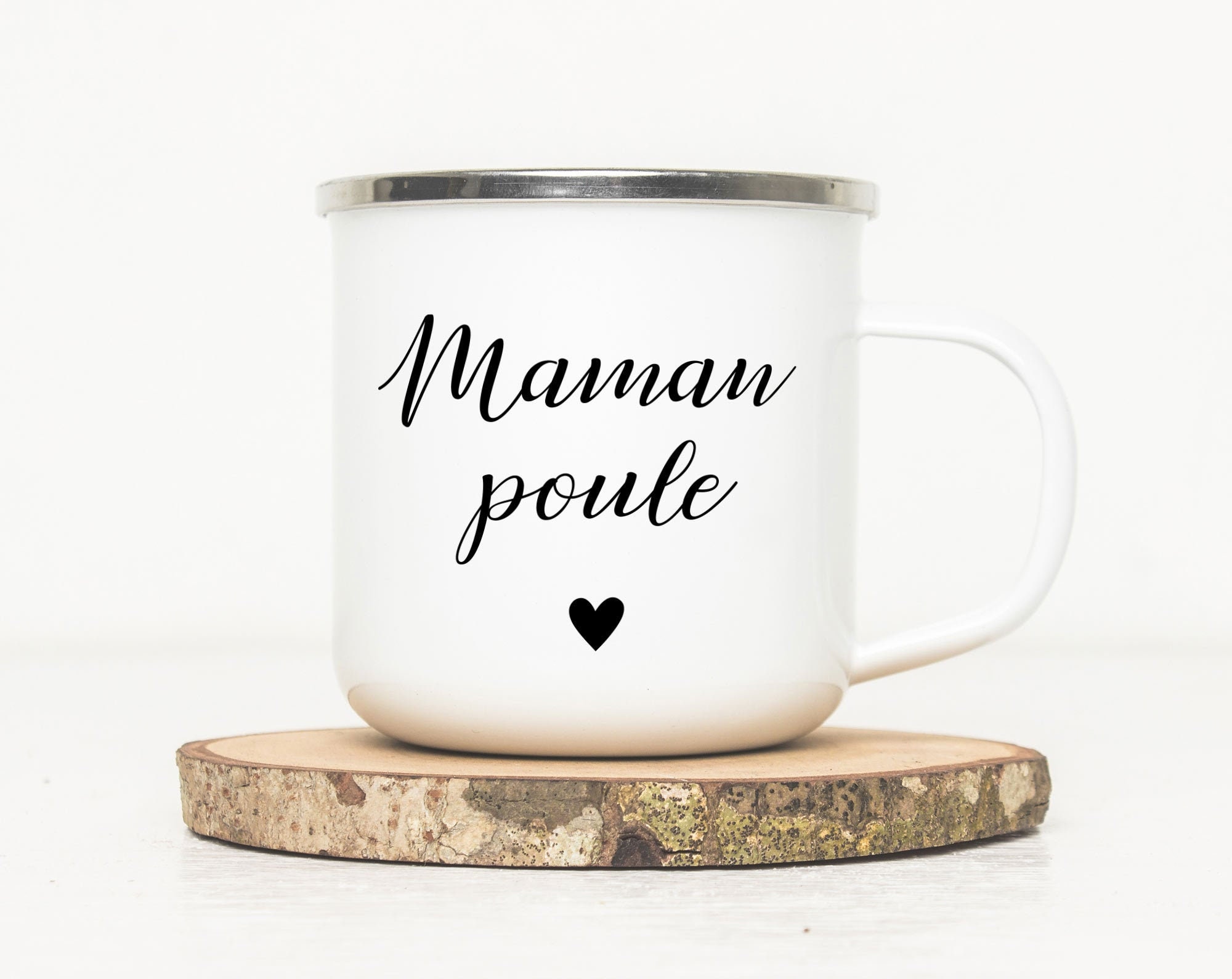 Mug Émaillé - Maman Poule Tasse en Métal | Mug Joyeuse Fête Des Mères de Jour Maman Personnalisé Pou