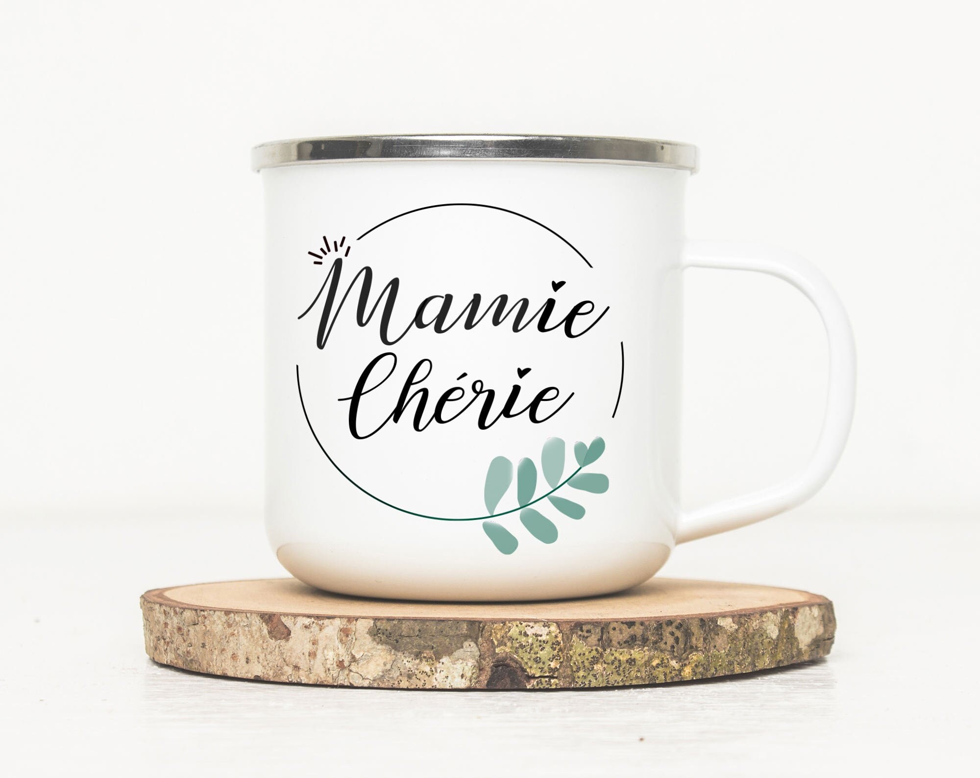Mug Émaillé Mamie Chérie - Tasse en Métal | Mug de Jour Des Grands Mères Cadeau Fête Mamies Bonne Ma