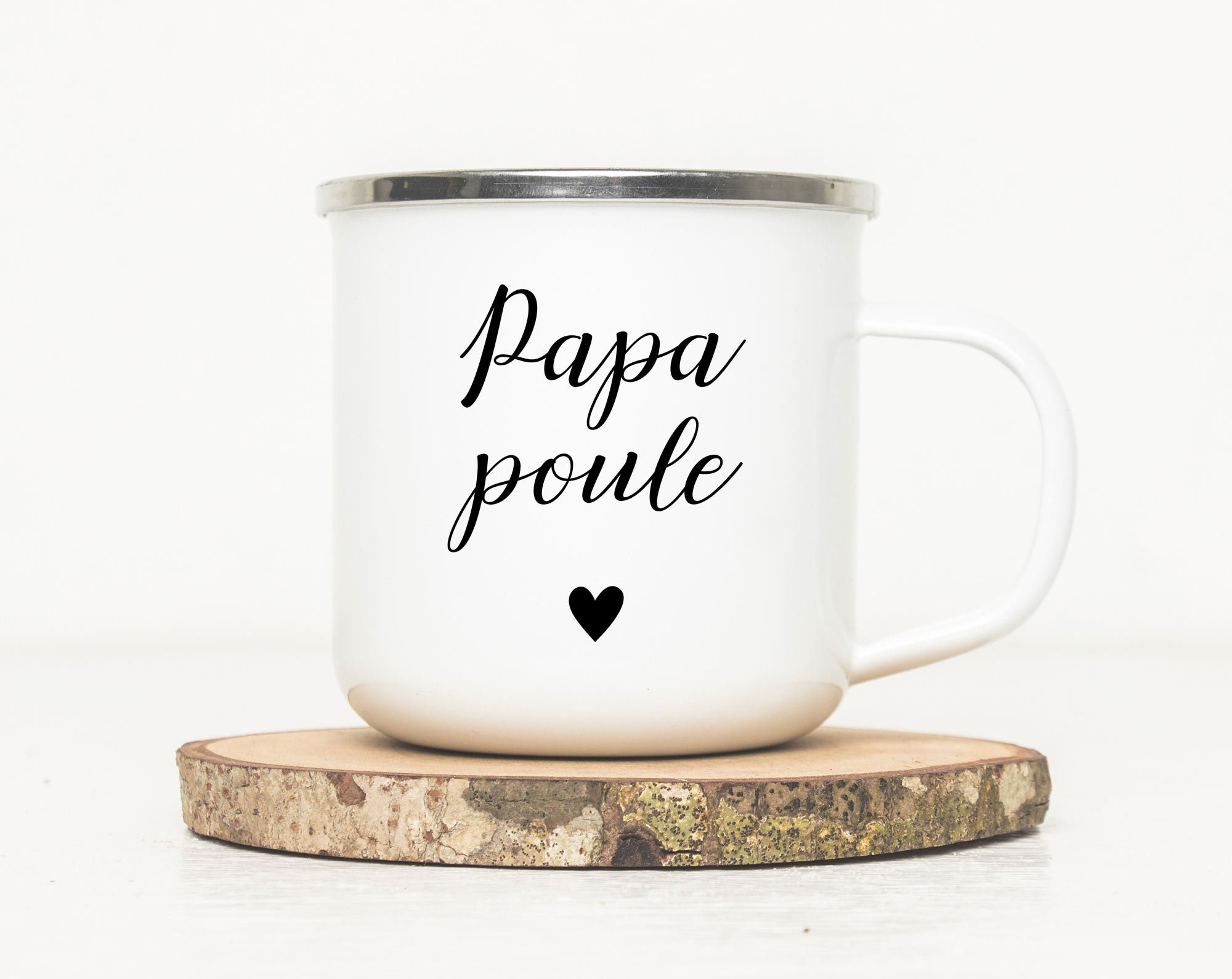 Mug Émaillé - Papa Poule Tasse en Métal Cadeau Papa Idée Cadeau de Jour Des Pères Bonne Fête Mug Pèr