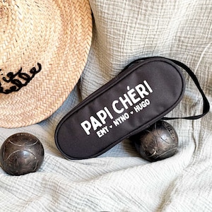 Sacoche de pétanque à personnaliser - Papi chéri - Idée cadeau papy - Cadeau fête des grands pères - Sacoche pétanque de jour des papi - Lui