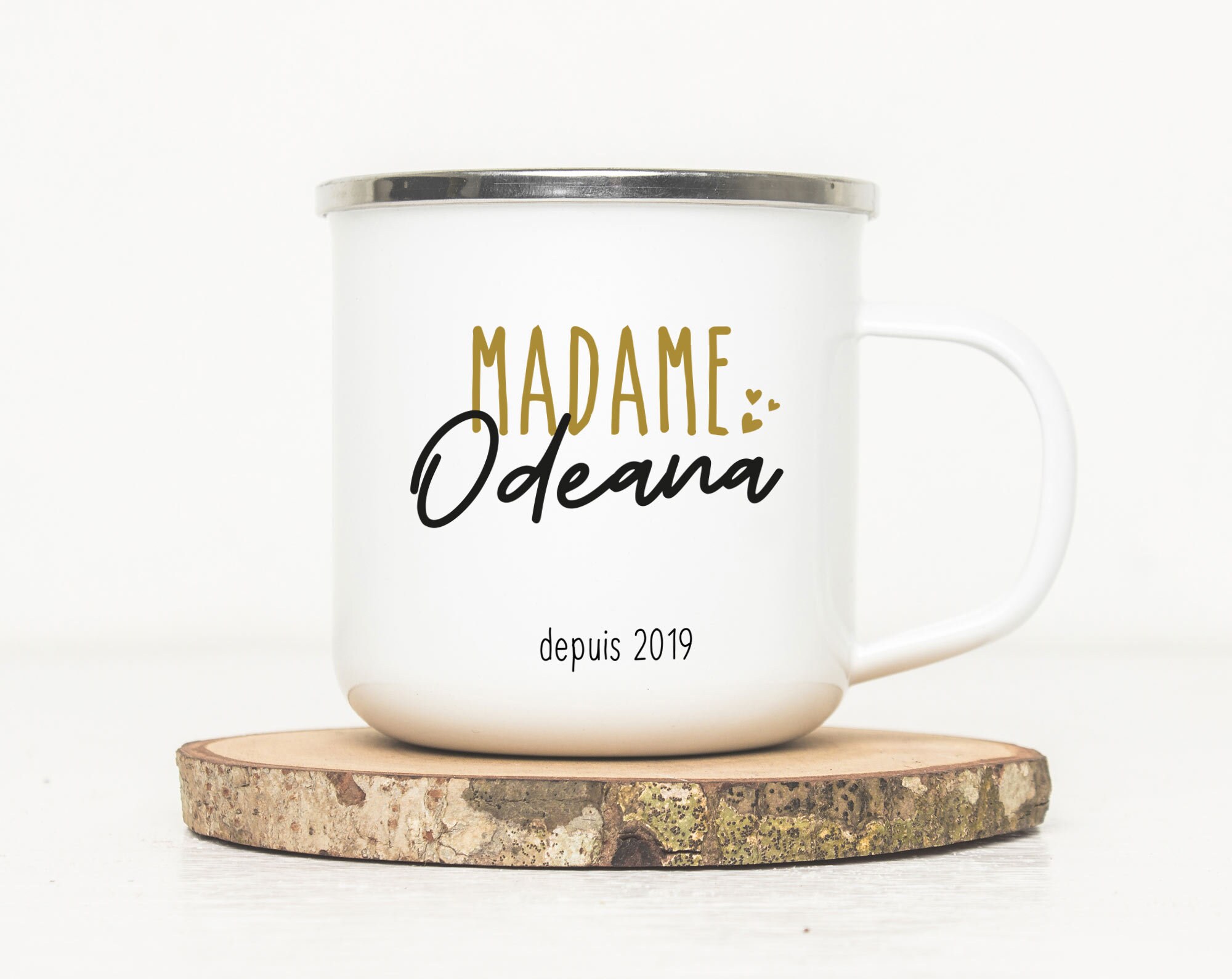 Mug Émaillé Personnalisé - Madame La Mariée Tasse en Métal