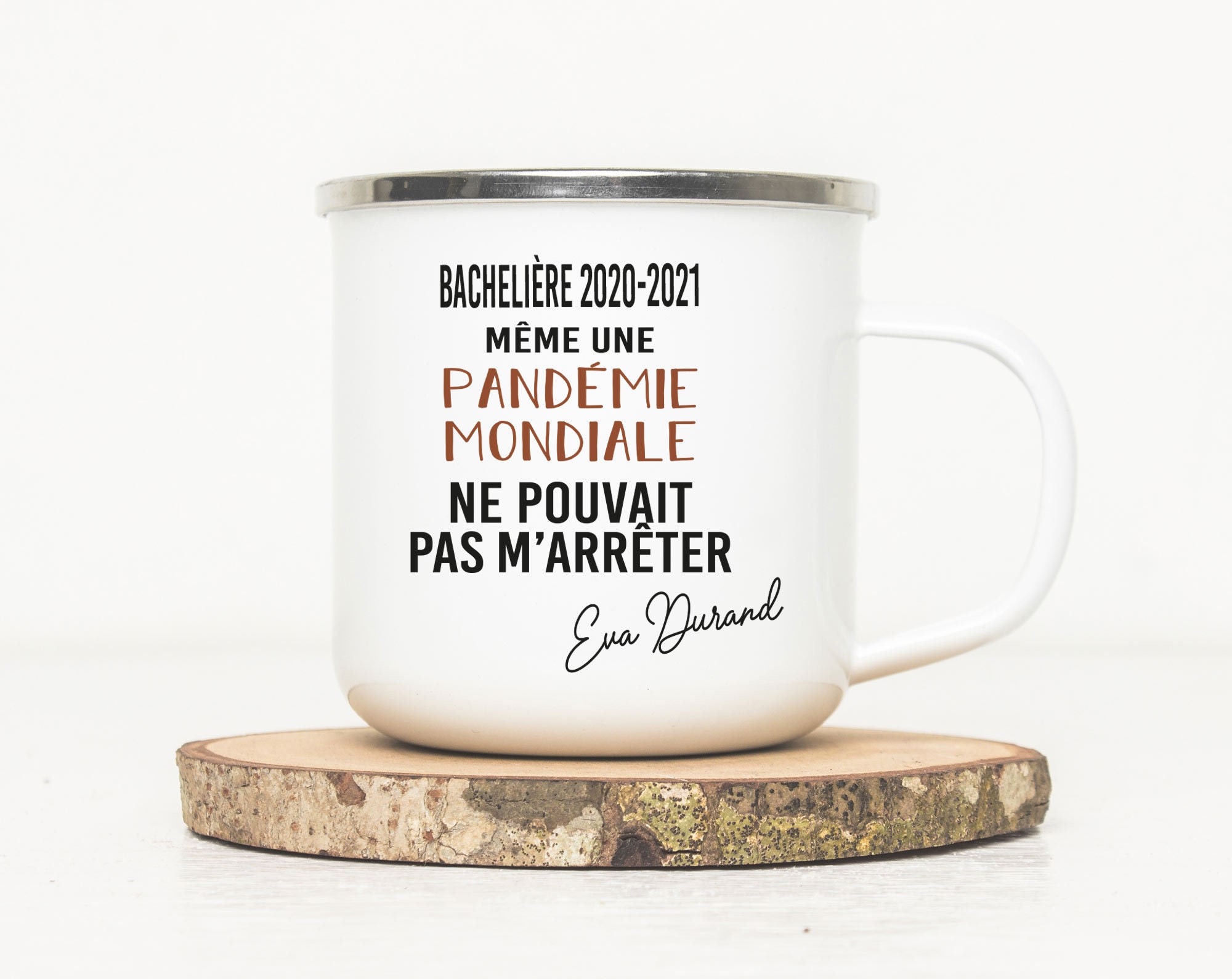 Mug Émaillé - Bachelier ou Bacheliere Tasse en Métal | Cadeau Pour Diplôme de Jour Bachelier Bravo T