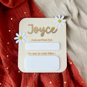 Carte étape personnalisée - Fleurs -  Carte souvenir de maternité - rond de naissance bébé - idée cadeau naissance personnalisée