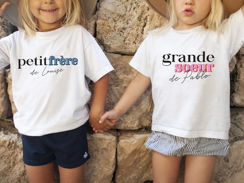 Duo de t-shirt enfant personnalisé - Créatrice ETSY : prettylittlestore83