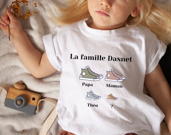 T-shirt enfant - La famille - chaussures  - Tshirt enfant - t-shirt annonce grossesse